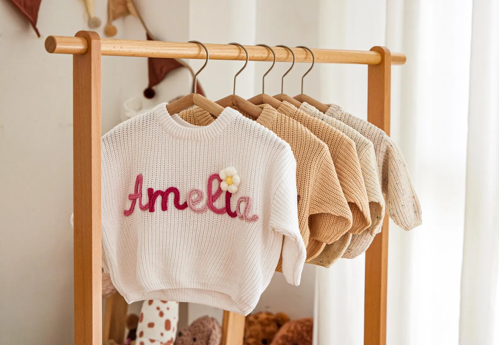 Custom Embroidered Baby Name Sweater: Personalized Knit Crochet Gift, Baby Name Sweater, Knit Sweater,Personalized Gift, Easter sweater