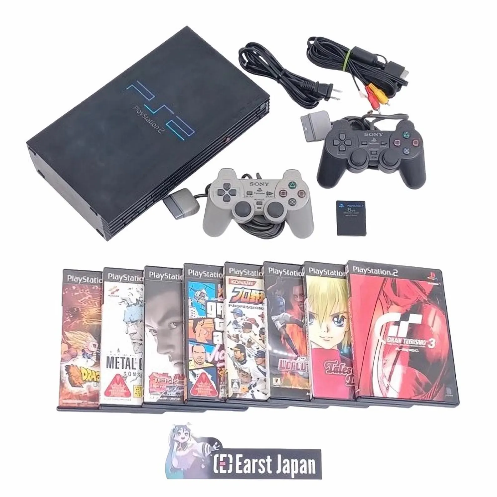 PS2 Japanese NTSC-J Console Black – Tested Used – Memory Card Included – Japan Import