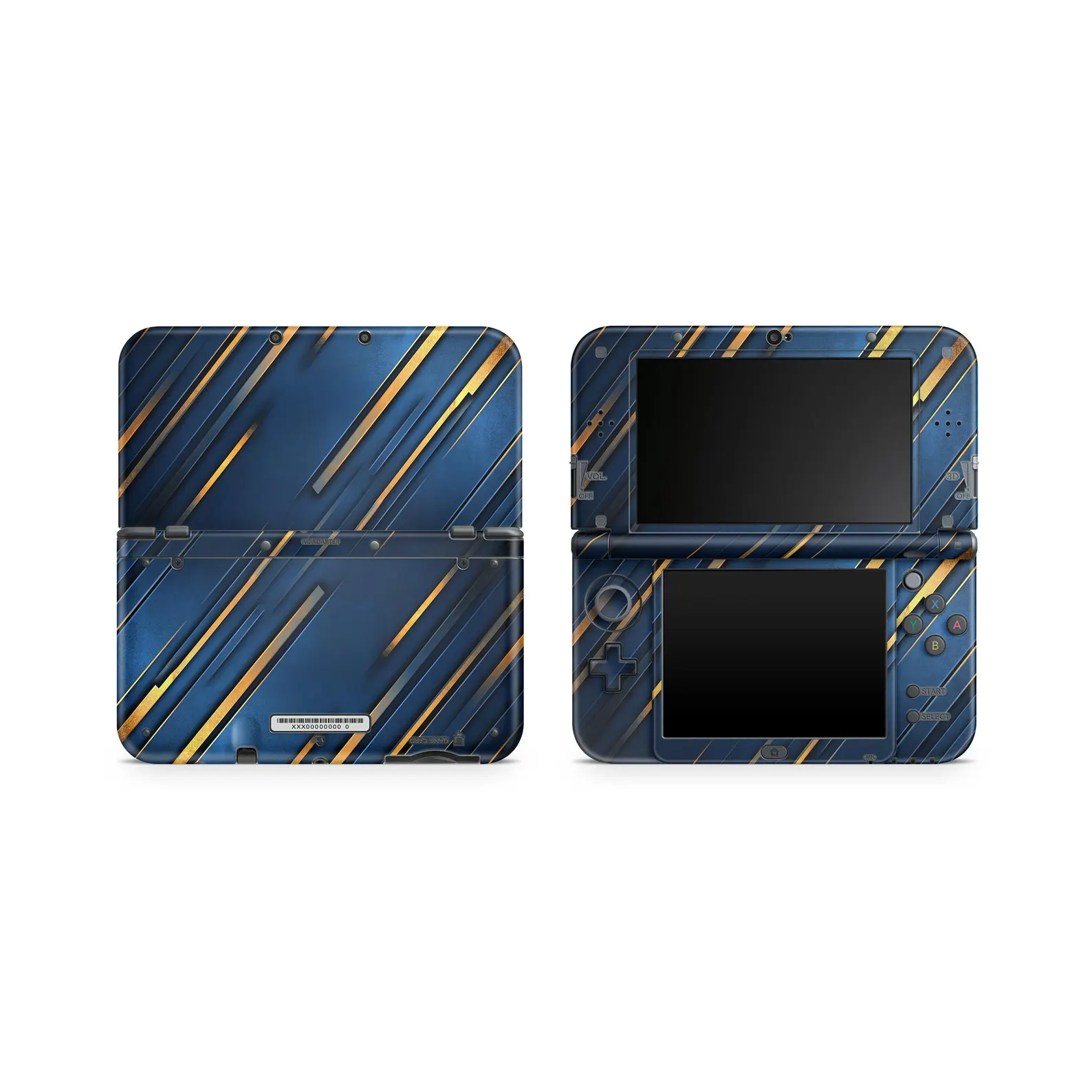 Blue Gold Metal Skin for Nintendo 3DS XL | Geometric Vinyl Wrap